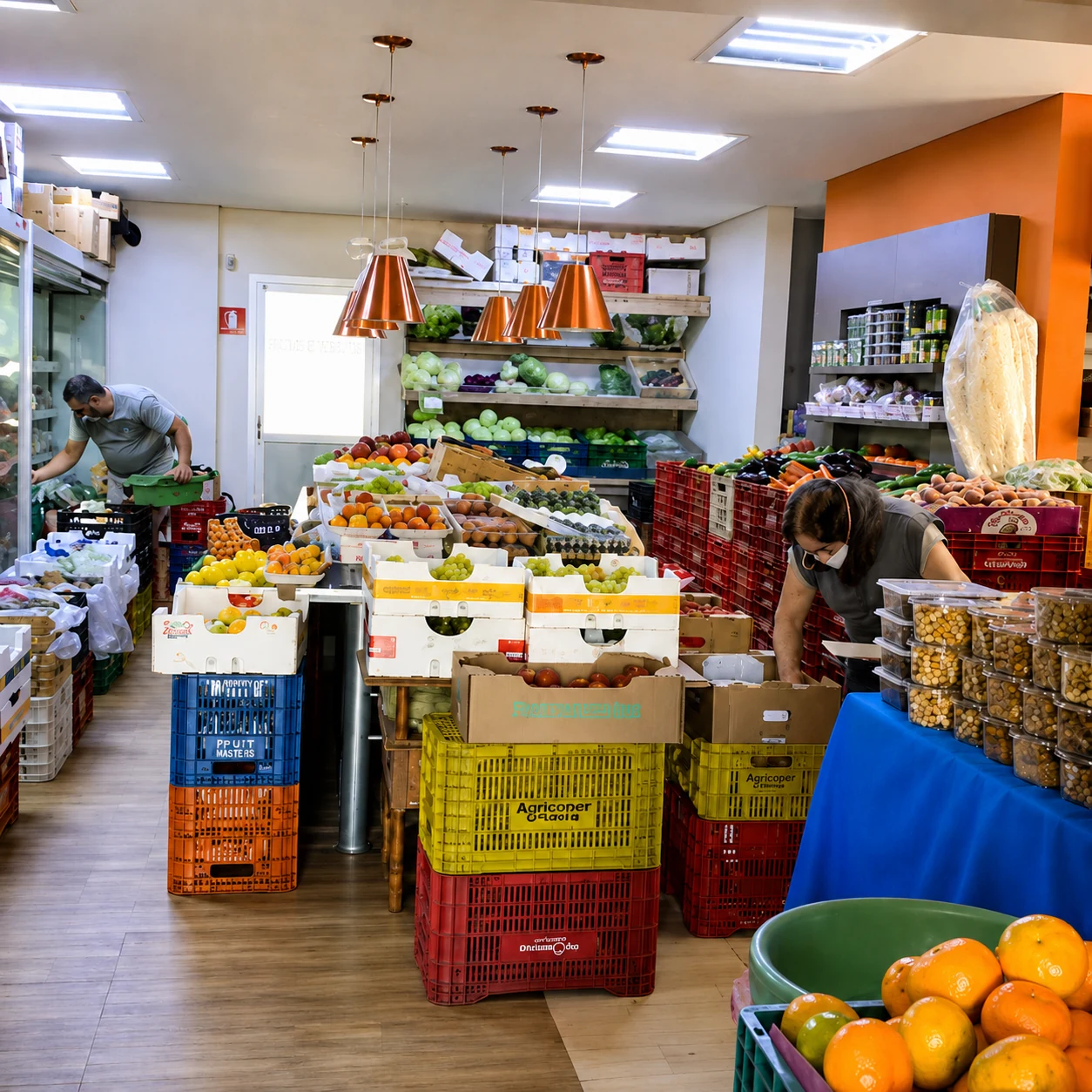Interior da Casa das Frutas L&M com frutas e produtos expostos